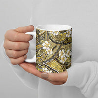Polynesian Hibiscus Tropical Yellow Floral Ceramic Mug Tribal Pattern - Polynesian Pride