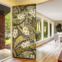 Polynesian Hibiscus Tropical Yellow Floral Door Cover Tribal Pattern - Polynesian Pride