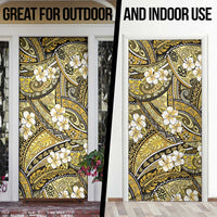 Polynesian Hibiscus Tropical Yellow Floral Door Cover Tribal Pattern - Polynesian Pride