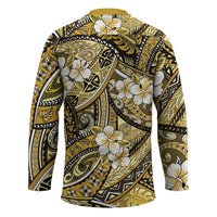 Polynesian Hibiscus Tropical Yellow Floral Hockey Jersey Tribal Pattern - Polynesian Pride