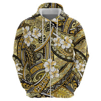 Polynesian Hibiscus Tropical Yellow Floral Hoodie Tribal Pattern - Polynesian Pride
