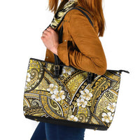 Polynesian Hibiscus Tropical Yellow Floral Leather Tote Bag Tribal Pattern LT01 Yellow - Polynesian Pride
