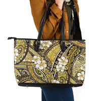 Polynesian Hibiscus Tropical Yellow Floral Leather Tote Bag Tribal Pattern LT01 - Polynesian Pride