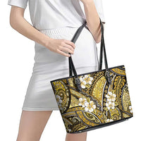 Polynesian Hibiscus Tropical Yellow Floral Leather Tote Bag Tribal Pattern LT01 - Polynesian Pride