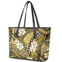 Polynesian Hibiscus Tropical Yellow Floral Leather Tote Bag Tribal Pattern LT01 - Polynesian Pride