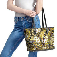 Polynesian Hibiscus Tropical Yellow Floral Leather Tote Bag Tribal Pattern LT01 - Polynesian Pride