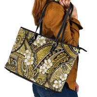 Polynesian Hibiscus Tropical Yellow Floral Leather Tote Bag Tribal Pattern LT01 - Polynesian Pride