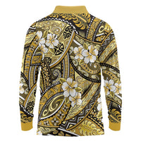 Polynesian Hibiscus Tropical Yellow Floral Long Sleeve Polo Shirt Tribal Pattern - Polynesian Pride