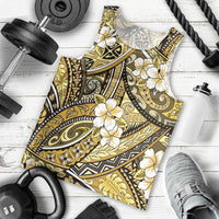 Polynesian Hibiscus Tropical Yellow Floral Men Tank Top Tribal Pattern - Polynesian Pride