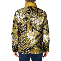 Polynesian Hibiscus Tropical Yellow Floral Padded Jacket Tribal Pattern - Polynesian Pride