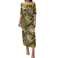Polynesian Hibiscus Tropical Yellow Floral Puletasi Tribal Pattern - Polynesian Pride