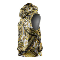 Polynesian Hibiscus Tropical Yellow Floral Sleeveless Hoodie Tribal Pattern - Polynesian Pride