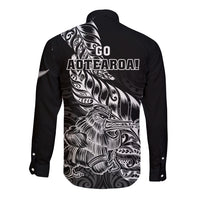 New Zealand Silver Fern Rugby Long Sleeve Button Shirt Aotearoa Kiwi Maori Black Version LT01 - Polynesian Pride