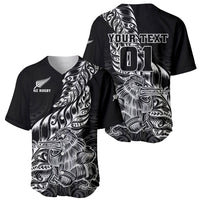 Custom New Zealand Silver Fern Rugby Baseball Jersey Aotearoa Kiwi Maori Black Version LT01 - Polynesian Pride