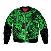 Hawaii Ukulele Bomber Jacket Polynesian Pattern Green Version LT01 Unisex Green - Polynesian Pride