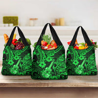 Hawaii Ukulele Grocery Bag Polynesian Pattern Green Version LT01 3-pack One Size Green - Polynesian Pride