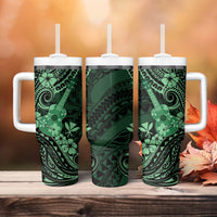 Hawaii Ukulele Tumbler With Handle Polynesian Pattern Green Version