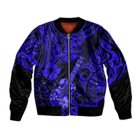 Hawaii Ukulele Bomber Jacket Polynesian Pattern Navy Blue Version LT01 Unisex Blue - Polynesian Pride