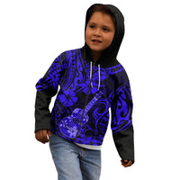 Hawaii Ukulele Kid Hoodie Polynesian Pattern Navy Blue Version LT01 - Polynesian Pride