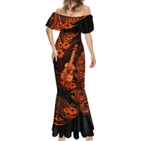 Hawaii Ukulele Mermaid Dress Polynesian Pattern Orange Version LT01 - Polynesian Pride