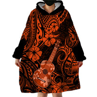 Hawaii Ukulele Wearable Blanket Hoodie Polynesian Pattern Orange Version LT01 - Polynesian Pride