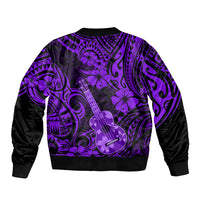 Hawaii Ukulele Bomber Jacket Polynesian Pattern Purple Version LT01 - Polynesian Pride