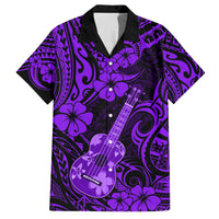 Hawaii Ukulele Family Matching Long Sleeve Bodycon Dress and Hawaiian Shirt Polynesian Pattern Purple Version LT01 Dad's Shirt - Short Sleeve Purple - Polynesian Pride