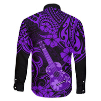 Hawaii Ukulele Family Matching Off Shoulder Short Dress and Hawaiian Shirt Polynesian Pattern Purple Version LT01 - Polynesian Pride