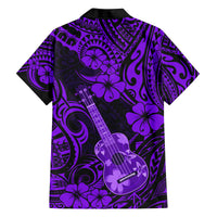 Hawaii Ukulele Family Matching Summer Maxi Dress and Hawaiian Shirt Polynesian Pattern Purple Version LT01 - Polynesian Pride