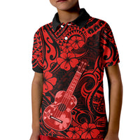 Hawaii Ukulele Kid Polo Shirt Polynesian Pattern Red Version LT01 Kid Red - Polynesian Pride
