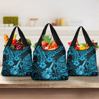 Hawaii Ukulele Grocery Bag Polynesian Pattern Sky Blue Version LT01 3-pack One Size Blue - Polynesian Pride