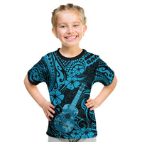 Hawaii Ukulele Kid T Shirt Polynesian Pattern Sky Blue Version LT01 Blue - Polynesian Pride