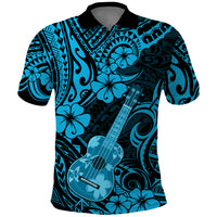 Hawaii Ukulele Polo Shirt Polynesian Pattern Sky Blue Version LT01 Blue - Polynesian Pride