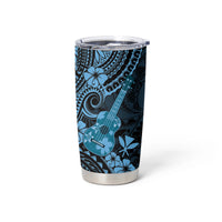 Hawaii Ukulele Tumbler Cup Polynesian Pattern Sky Blue Version