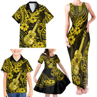 Hawaii Ukulele Family Matching Tank Maxi Dress and Hawaiian Shirt Polynesian Pattern Yellow Version LT01 - Polynesian Pride