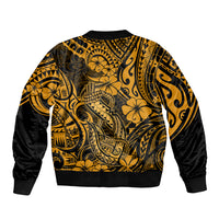Hawaii Fish Hook Bomber Jacket Polynesian Pattern Gold Version LT01 - Polynesian Pride