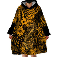 Hawaii Fish Hook Wearable Blanket Hoodie Polynesian Pattern Gold Version LT01 - Polynesian Pride