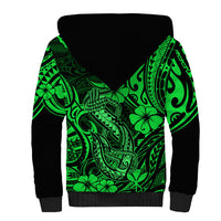 Hawaii Fish Hook Sherpa Hoodie Polynesian Pattern Green Version LT01 - Polynesian Pride