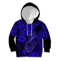 Hawaii Fish Hook Kid Hoodie Polynesian Pattern Navy Blue Version LT01 Blue - Polynesian Pride