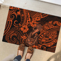 Hawaii Fish Hook Rubber Doormat Polynesian Pattern Orange Version LT01