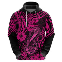 Hawaii Fish Hook Hoodie Hibiscus Hawaii Tribal Tattoo Pink Version LT01 - Polynesian Pride