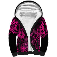 Hawaii Fish Hook Sherpa Hoodie Hibiscus Hawaii Tribal Tattoo Pink Version LT01 Unisex Pink - Polynesian Pride