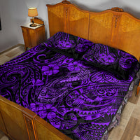 Hawaii Fish Hook Quilt Bed Set Hibiscus Hawaii Tribal Tattoo Purple Version LT01 - Polynesian Pride