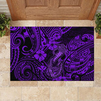 Hawaii Fish Hook Rubber Doormat Hibiscus Hawaii Tribal Tattoo Purple Version LT01 - Polynesian Pride