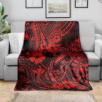 Hawaii Fish Hook Blanket Hibiscus Hawaii Tribal Tattoo Red Version LT01 - Polynesian Pride