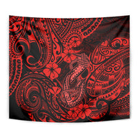 Hawaii Fish Hook Tapestry Hibiscus Hawaii Tribal Tattoo Red Version LT01 - Polynesian Pride