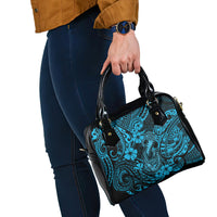 Hawaii Fish Hook Shoulder Handbag Hibiscus Hawaii Tribal Tattoo Sky Blue Version LT01 - Polynesian Pride