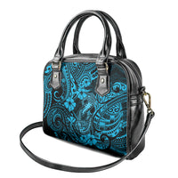 Hawaii Fish Hook Shoulder Handbag Hibiscus Hawaii Tribal Tattoo Sky Blue Version LT01 - Polynesian Pride