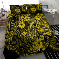Hawaii Fish Hook Bedding Set Hibiscus Hawaii Tribal Tattoo Yellow Version LT01 - Polynesian Pride