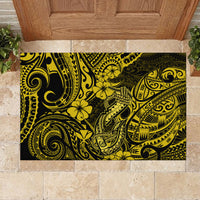 Hawaii Fish Hook Rubber Doormat Hibiscus Hawaii Tribal Tattoo Yellow Version LT01 - Polynesian Pride
